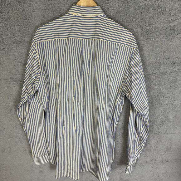Brooks Brothers Shirt Mens M/L Blue Yellow Striped Long Sleeve Button Down - Picture 6 of 7